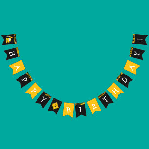 Construction Happy Birthday, Excavator and Age Boy Bunting Flags