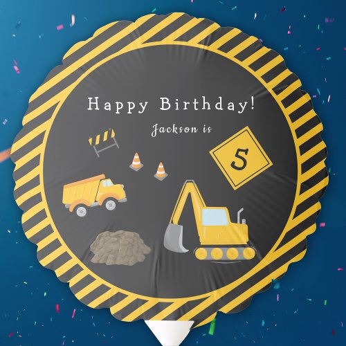 Construction Happy Birthday _ Name and Age Boy Balloon