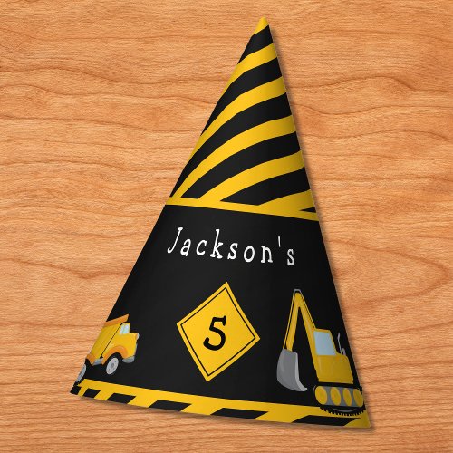 Construction Happy Birthday _ Name and Age Boy Party Hat