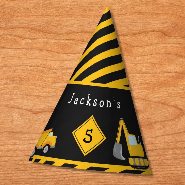 Construction Happy Birthday - Name and Age Boy Party Hat (Creator Uploaded)