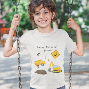 Construction Happy Birthday - Name and Age Boy T-Shirt