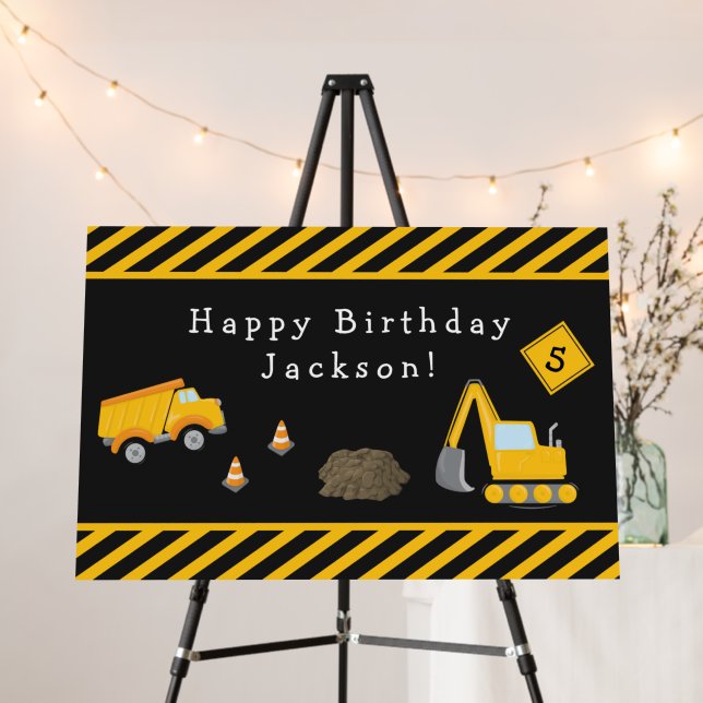 Construction Happy Birthday with Age Boy Foam Board (In Situ (Stand))