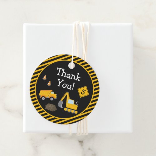 Construction Happy Birthday with Age Boy Thank You Favor Tags