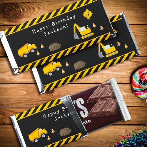 Construction Happy Birthday with Name and Age Boy Hershey Bar Favors