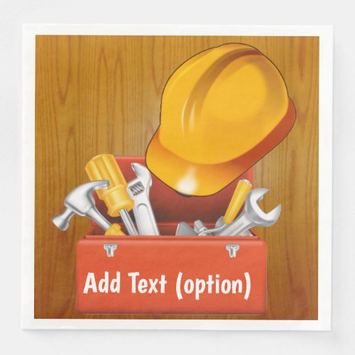 Construction Hard Hat and Tool Box Paper Napkins