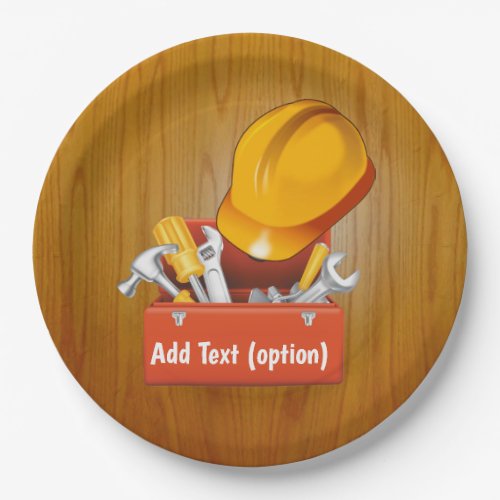 Construction Hard Hat and Tool Box Paper Plates