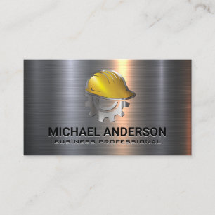 Construction Hard Hat Blue Collar Contractor Business Card