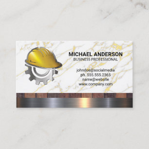 Construction Hard Hat Logo   Builder Carpentry Business Card