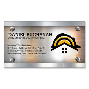 Construction Hardhat Home Logo Metal Screws Business Card Magnet