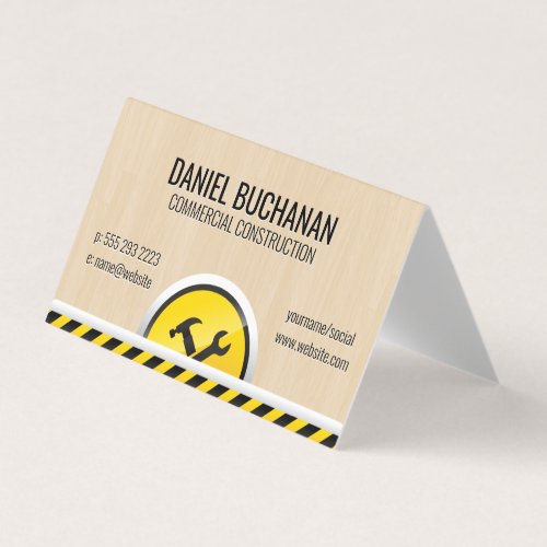 Construction Hardware Tools  Wood Background Business Card