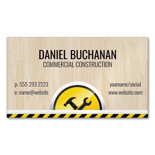 Construction Hardware Tools  Wood Background Business Card Magnet