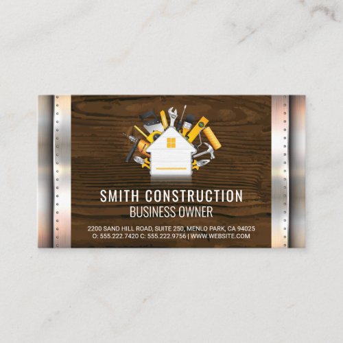 Construction  Hardware Tools  Wood Metal Rivets Business Card