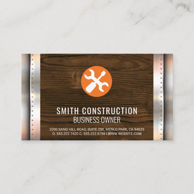 Construction | Hardware | Wood Metal Rivets Business Card (Front)