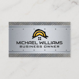 Construction Hat Real Estate Steel Metallic Business Card