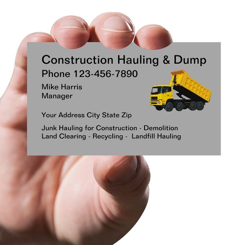 Construction Hauling Dump Truck Business Card