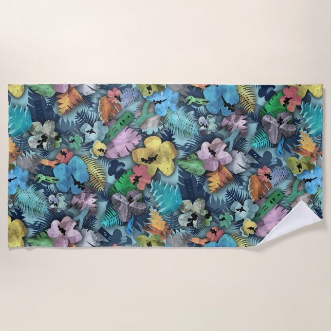  Construction Hawaiian Print Beach Towel (Front)