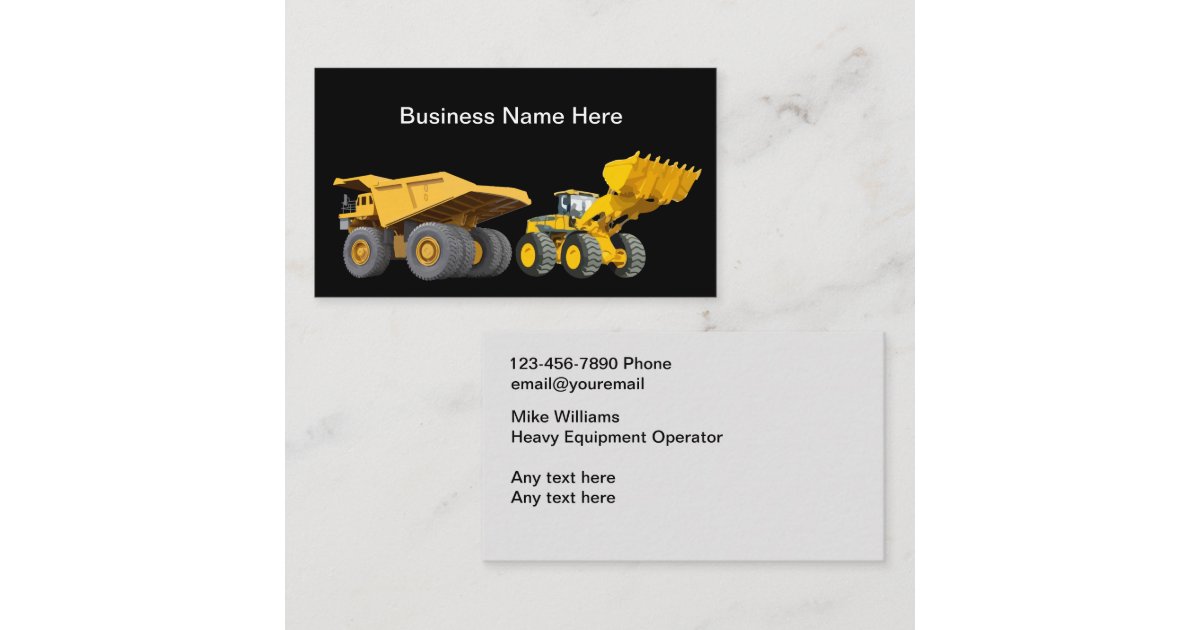 Construction Heavy Equipment Operator Business Card Zazzle