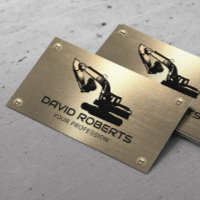Construction Heavy Equipment Operator Gold Metal Business Card