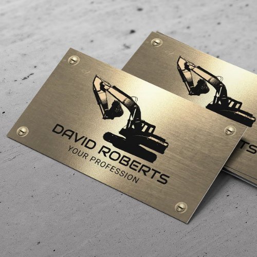 Construction Heavy Equipment Operator Gold Metal Business Card