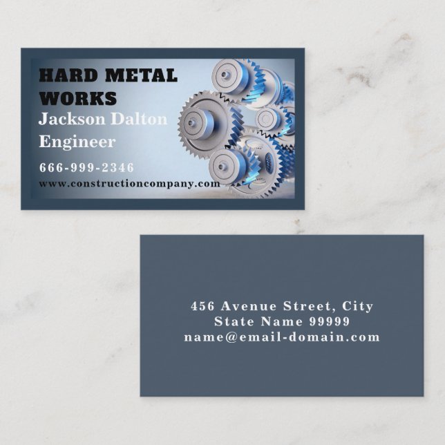 Construction Heavy Equipment Operator Metal Business Card (Front/Back)