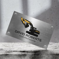 Construction Heavy Equipment Operator Metal Business Card