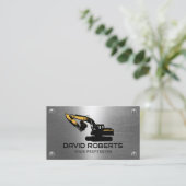 Construction Heavy Equipment Operator Metal Business Card (Standing Front)