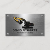 Construction Heavy Equipment Operator Metal Business Card (Front)
