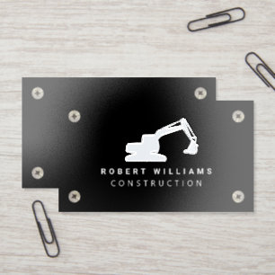Construction Heavy Equipment Operator Metal Silver Foil Business Cards