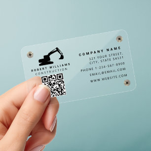 Construction Heavy Equipment Operator Transparent Clear Business Cards