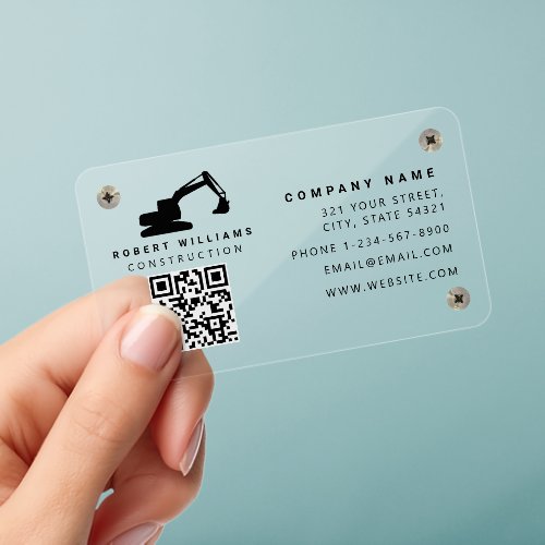Construction Heavy Equipment Operator Transparent Clear Business Cards