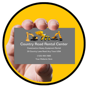 Construction Heavy Equipment Rental Business Card by Luckyturtle at Zazzle