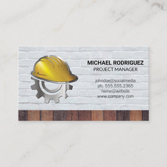 Construction Helmet | Bricks | Builders Business Card (Front)