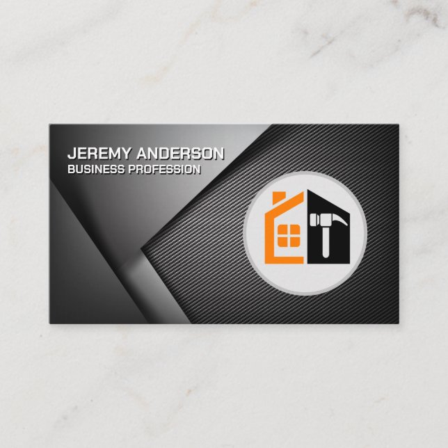 Construction Home Hammer Logo Business Card (Front)