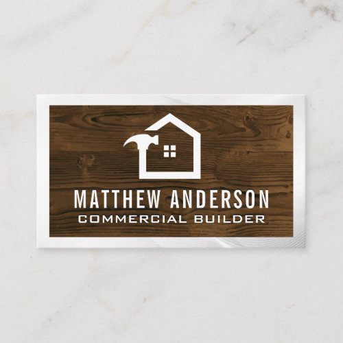 Construction Home Logo  Wooden Boards Business Card
