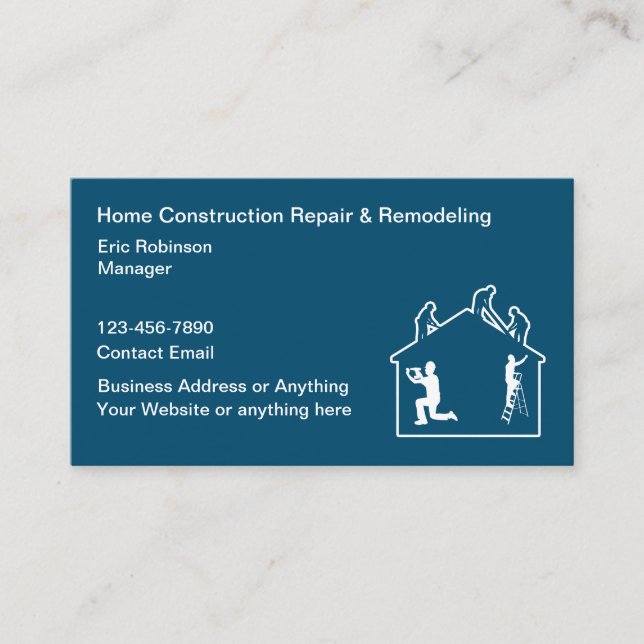 Construction Home Remodeling Services Business Card (Front)