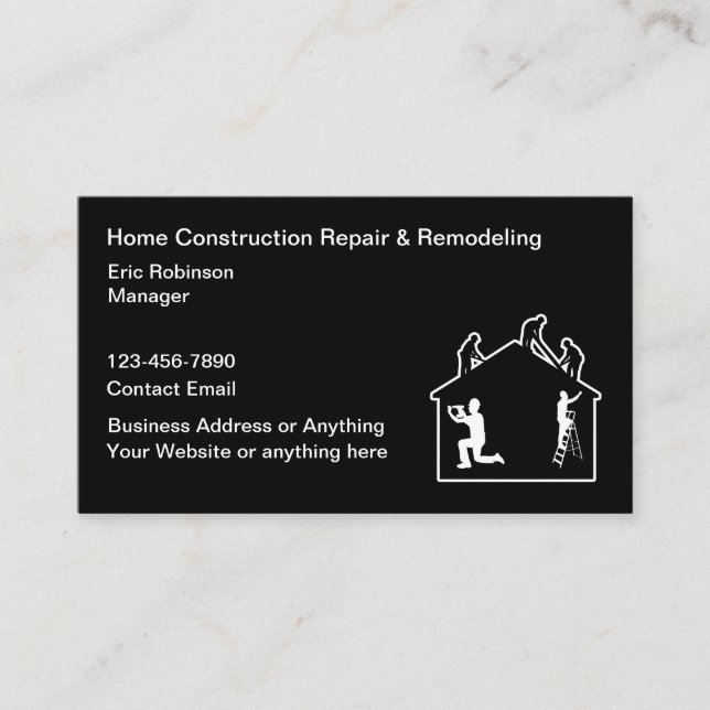 Construction Home Remodeling Services Business Card (Front)