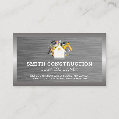 Construction  Home Repair Tools  Steel Texture Business Card