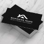 Construction House Roof Logo Real Estate Black Business Card