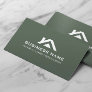 Construction House Roof Logo Real Estate Green Business Card