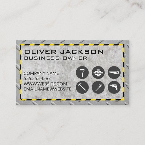 Construction Icons  Concrete and Steel  Business Card