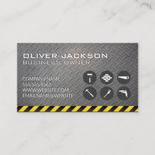 Construction Icons  Rusted Metal  Steel Business Card