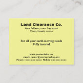 Construction industries business card (Back)