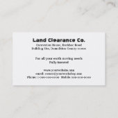 Construction industries excavator business card (Back)