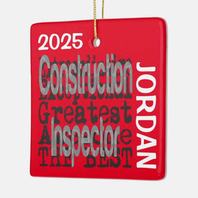 Construction Inspector Extraordinaire CUSTOM Ceramic Ornament (Left)