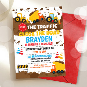 Construction Invitation Dump Truck Party