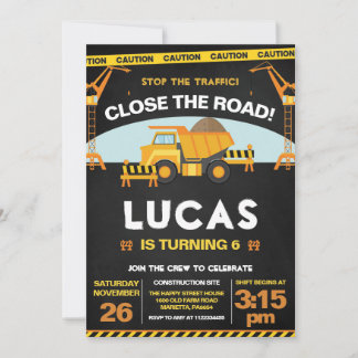 Construction Invitation for Birthday Party Zone
