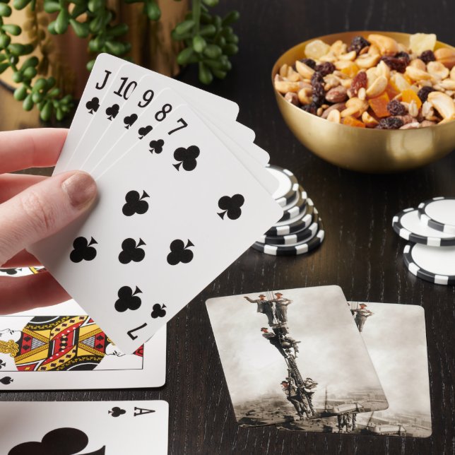Construction Ironworkers Ride Down Headache Ball Poker Cards (In Situ)