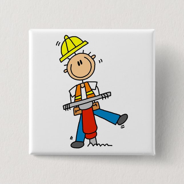 Construction Jack Hammer T-shirts and Gifts Button (Front)