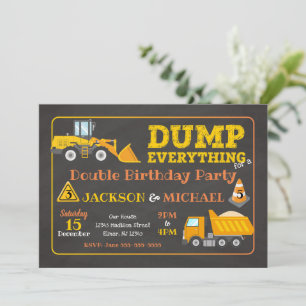 Construction Joint Birthday   Dump Everything Invitation