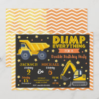 Construction Joint Birthday Invitation Siblings